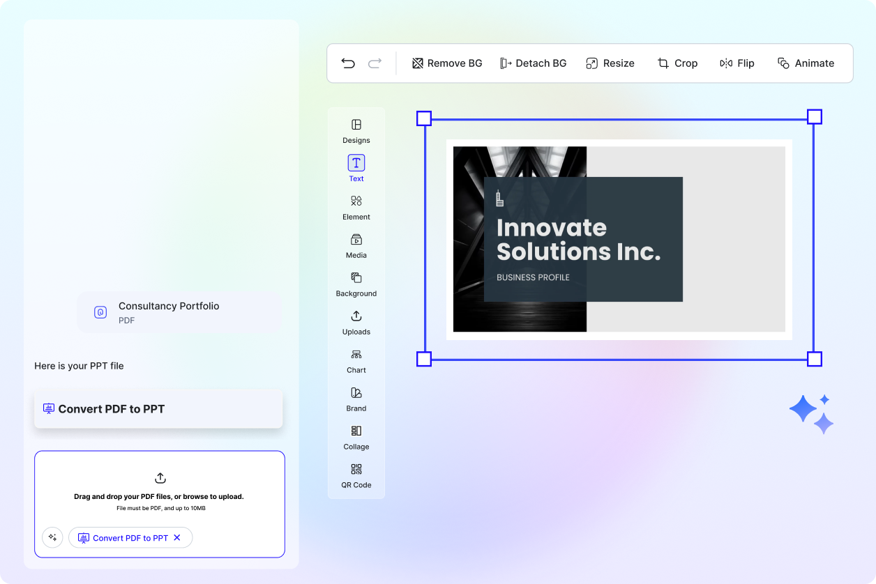 Free AI Convert PDF to PPT Editor, Convert PDF Slides to Presentation PDF Online